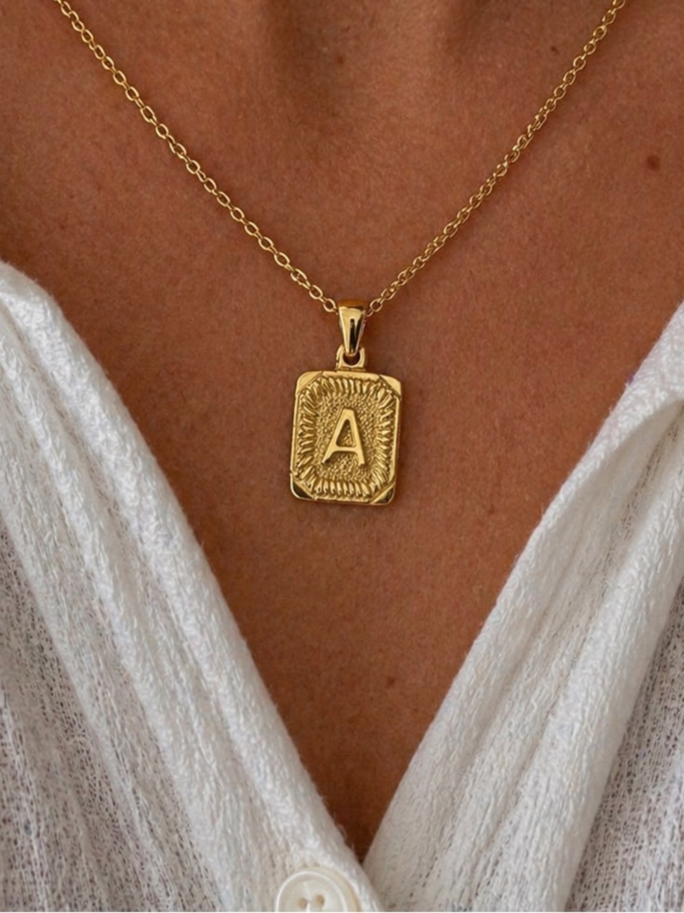 Gold Monogram Initial Pendant (A) (9024)